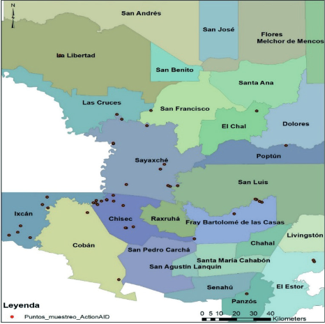 Mapa 3. Área de estudio y puntos de monitoreo