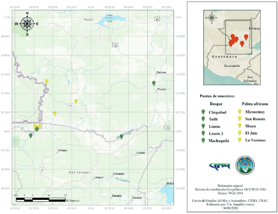 Mapa 4. Mapa de muestreo de macroinvertebrados acuáticos en la Franja Transversal del Norte