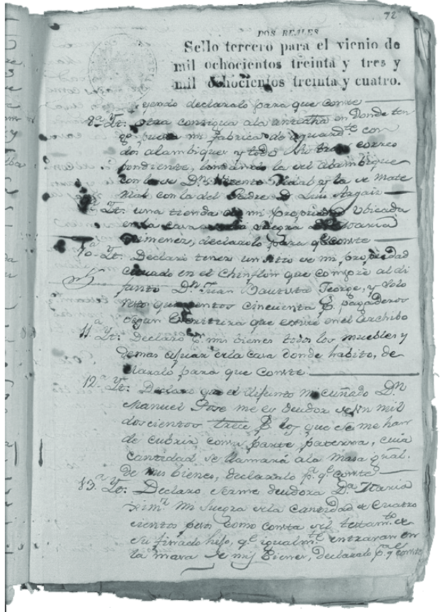 Registro de testamento de Francisco Pellicer Camacho