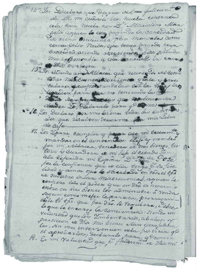 Registro de testamento de Francisco Pellicer Camacho